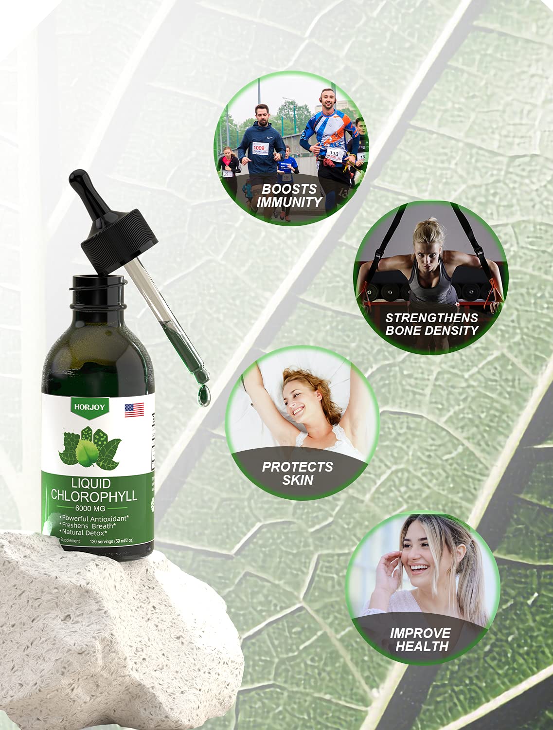 Chlorophyll Liquid Drops - 100% Natural Energy Booster and Immune Support - Internal Deodorant and Detox - Altitude Sickness Relief - Fast Absorption - dailyvitalstore