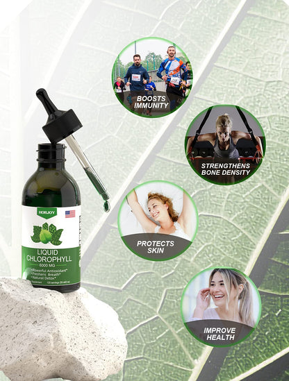Chlorophyll Liquid Drops - 100% Natural Energy Booster and Immune Support - Internal Deodorant and Detox - Altitude Sickness Relief - Fast Absorption - dailyvitalstore
