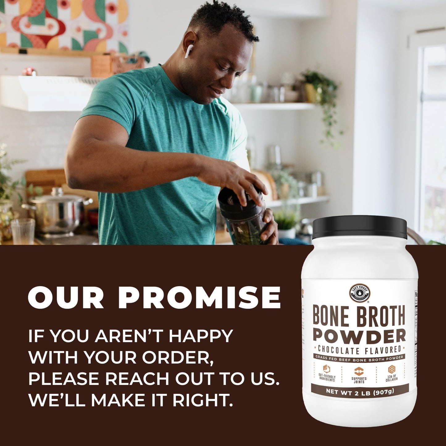 Chocolate Bone Broth Protein Powder - 100% Grass Fed Beef Bone Broth with 16g Protein & 13g Collagen per Serving - Great for Shakes & Hot Chocolate - Keto Friendly Low Carb - dailyvitalstore