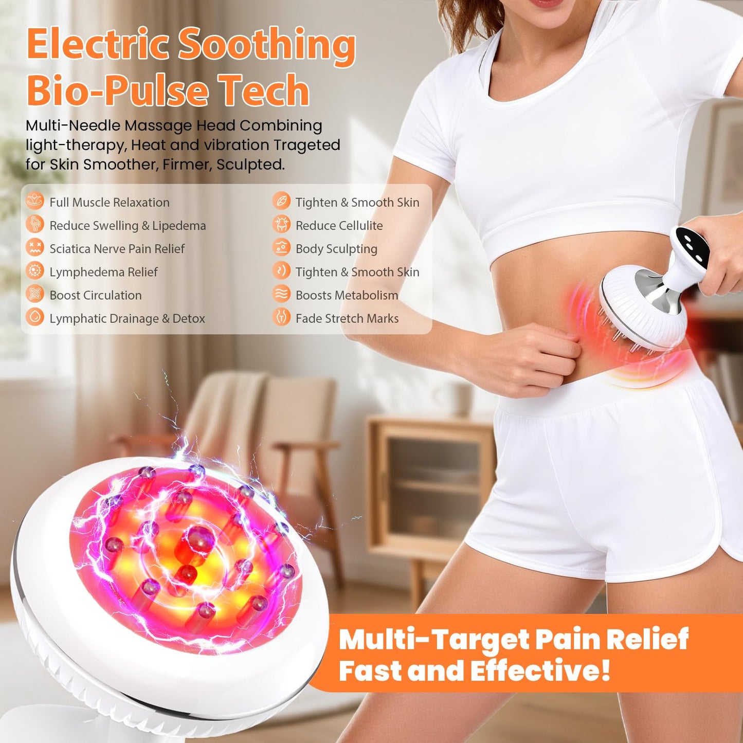 Choufaly Lymphatic Drainage Massager & Anti Cellulite Massage Tool, Helps Reduce Stretch Marks & Cellulite, for Legs, Arms & Belly, Body Sculpting Machine with Microcurrent & Light & Heat & Vibration - dailyvitalstore