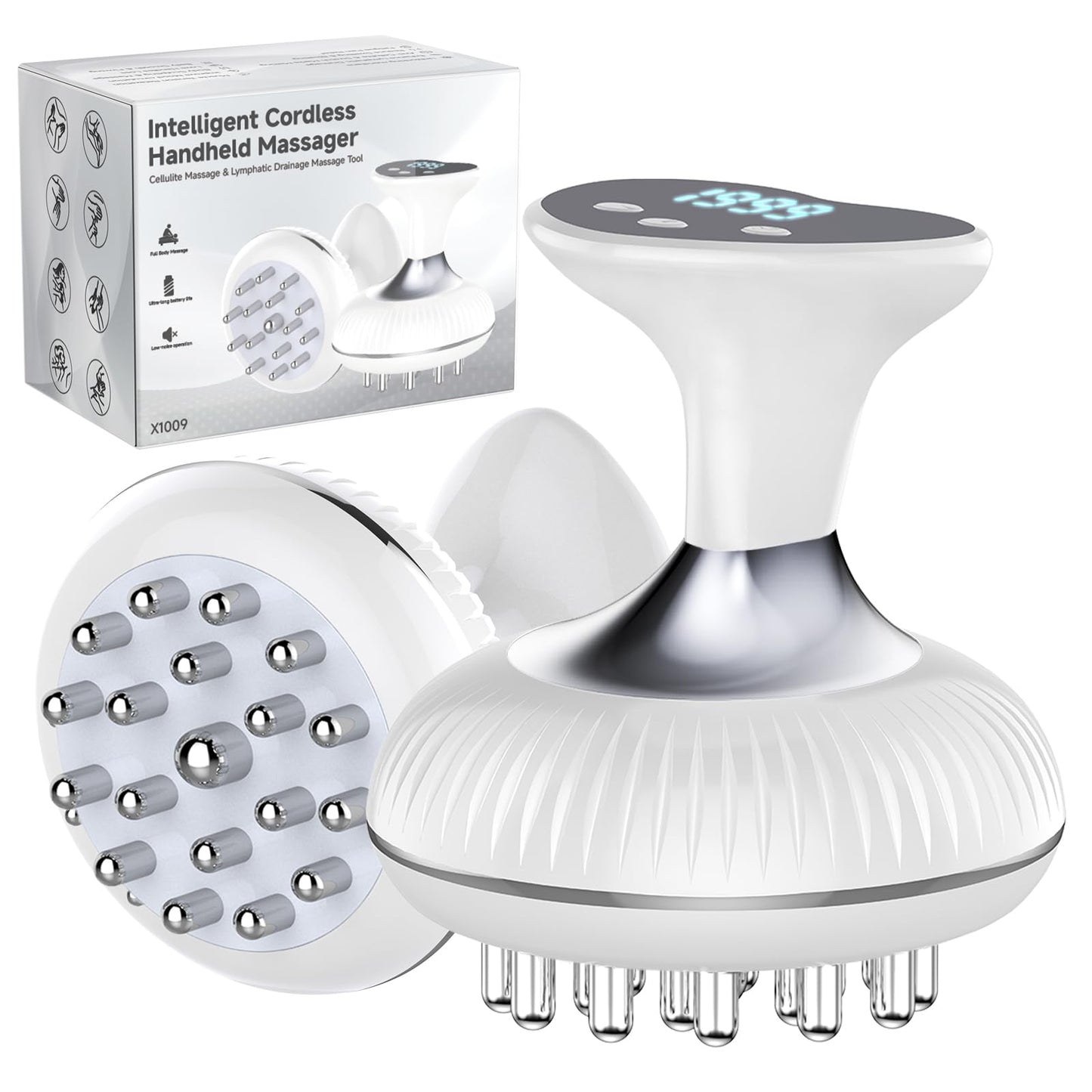 Choufaly Lymphatic Drainage Massager & Anti Cellulite Massage Tool, Helps Reduce Stretch Marks & Cellulite, for Legs, Arms & Belly, Body Sculpting Machine with Microcurrent & Light & Heat & Vibration - dailyvitalstore