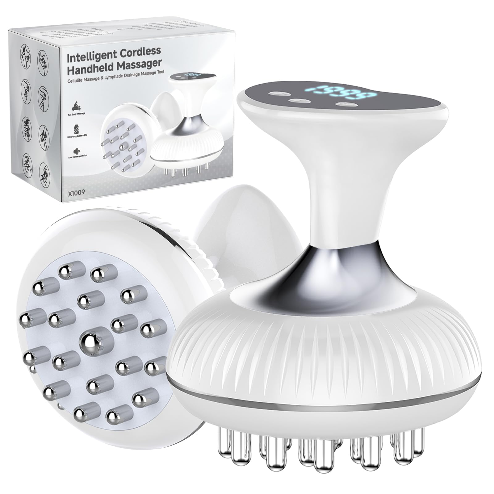 Choufaly Lymphatic Drainage Massager & Anti Cellulite Massage Tool, Helps Reduce Stretch Marks & Cellulite, for Legs, Arms & Belly, Body Sculpting Machine with Microcurrent & Light & Heat & Vibration - dailyvitalstore