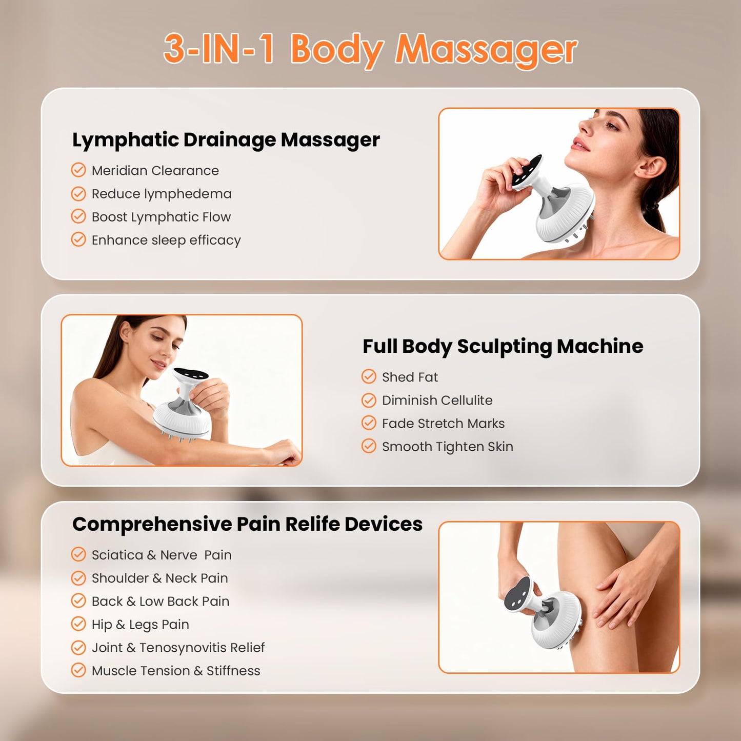 Choufaly Lymphatic Drainage Massager & Anti Cellulite Massage Tool, Helps Reduce Stretch Marks & Cellulite, for Legs, Arms & Belly, Body Sculpting Machine with Microcurrent & Light & Heat & Vibration - dailyvitalstore