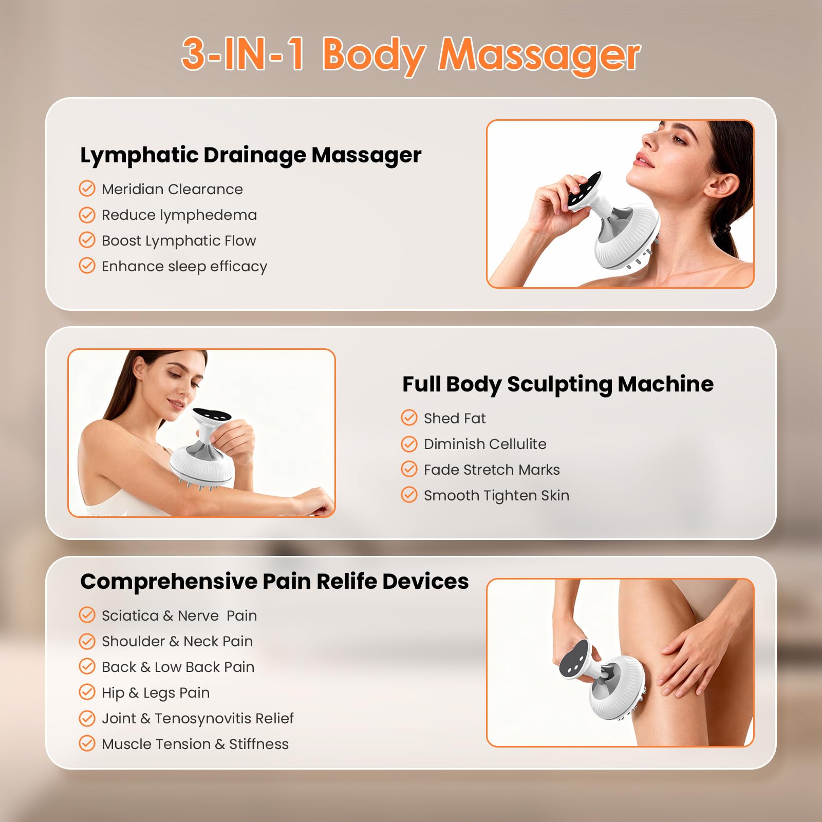 Choufaly Lymphatic Drainage Massager & Anti Cellulite Massage Tool, Helps Reduce Stretch Marks & Cellulite, for Legs, Arms & Belly, Body Sculpting Machine with Microcurrent & Light & Heat & Vibration - dailyvitalstore