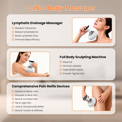 Choufaly Lymphatic Drainage Massager & Anti Cellulite Massage Tool, Helps Reduce Stretch Marks & Cellulite, for Legs, Arms & Belly, Body Sculpting Machine with Microcurrent & Light & Heat & Vibration - dailyvitalstore