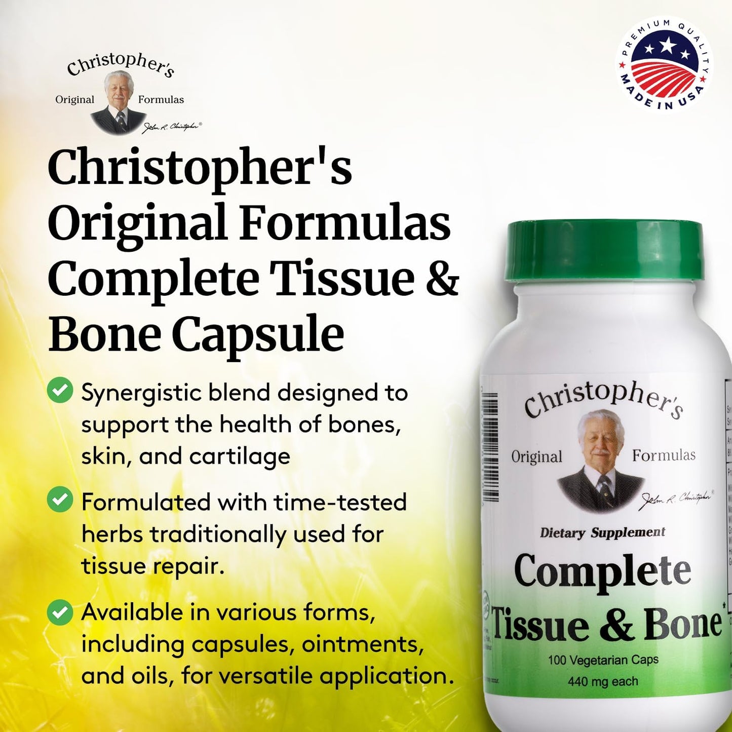 Christopher's Original Formulas Complete Tissue & Bone Formula – 100 VCaps | Herbal Support for Bones & Connective Tissue - Pack of 2 - dailyvitalstore