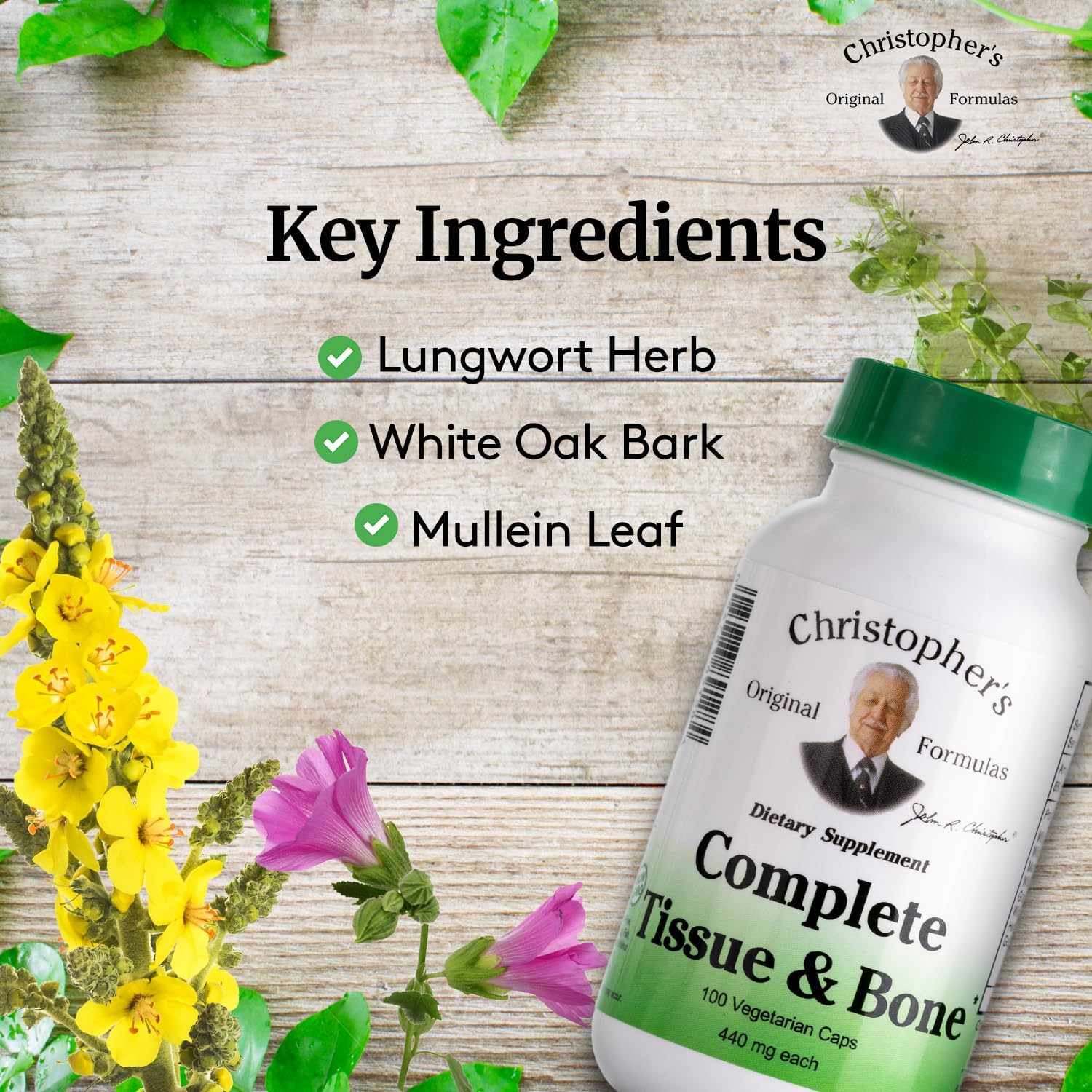 Christopher's Original Formulas Complete Tissue & Bone Formula – 100 VCaps | Herbal Support for Bones & Connective Tissue - Pack of 2 - dailyvitalstore