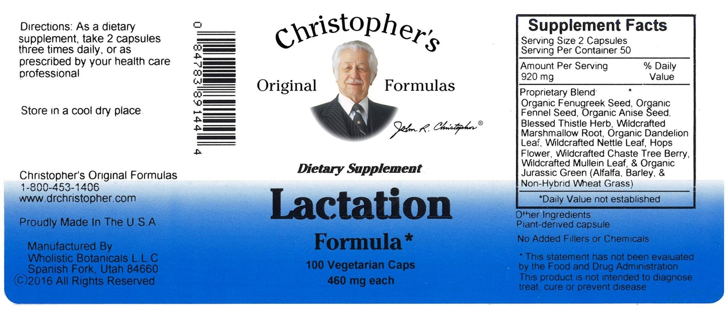 Christopher's Original Formulas Lactation Formula, 100 Capsules (Pack of 2) - dailyvitalstore