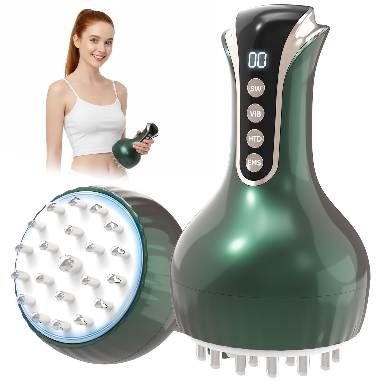 chufa Lymphatic Drainage Massager – 3-in-1 Microcurrent, Heat & Vibration Cellulite Massager for Legs/Arms/Belly, 35-Speed Adjustable, Rechargeable & Portable - dailyvitalstore