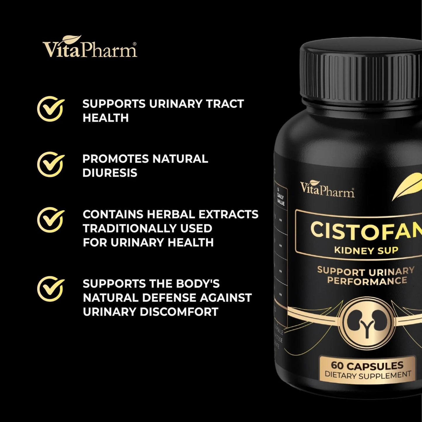 CISTOFAN Kidney Support Supplement – Herbal Formula with Java Tea, Birch Leaf, Parsley & Cranberry – Supports Urinary Tract & Kidney Function – Natural Diuresis – 60 Capsules – Non-GMO – Made in EU - dailyvitalstore