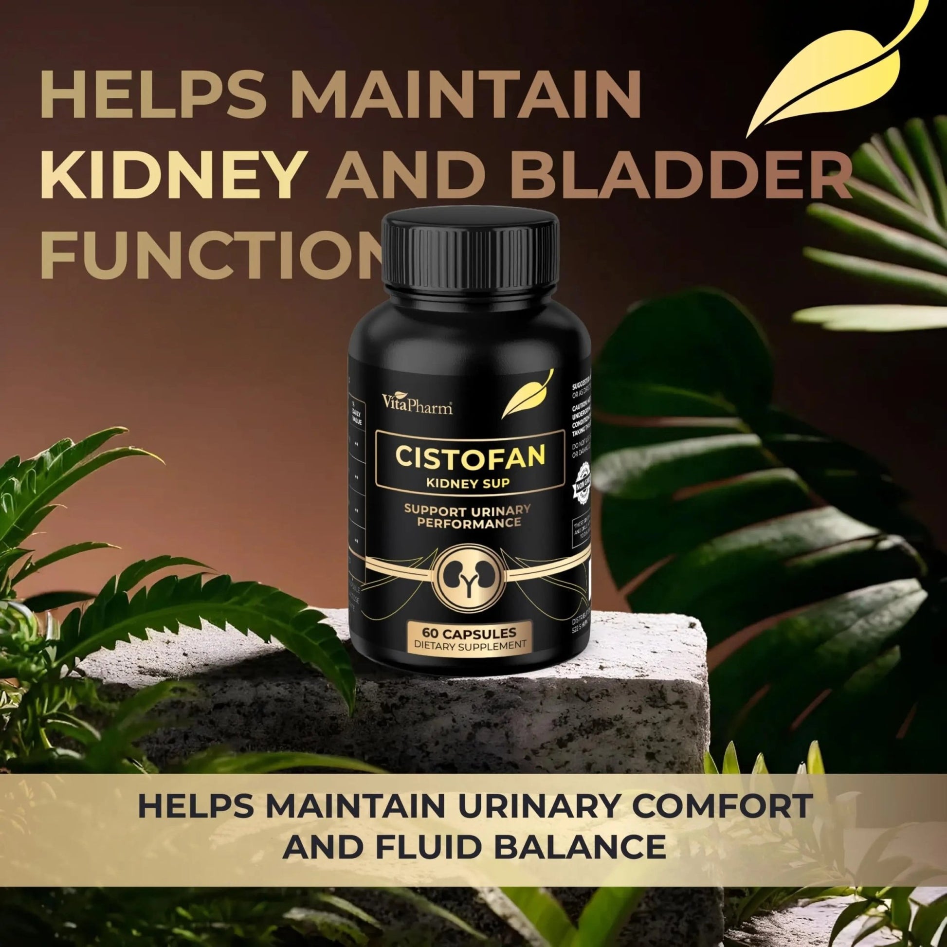 CISTOFAN Kidney Support Supplement – Herbal Formula with Java Tea, Birch Leaf, Parsley & Cranberry – Supports Urinary Tract & Kidney Function – Natural Diuresis – 60 Capsules – Non-GMO – Made in EU - dailyvitalstore