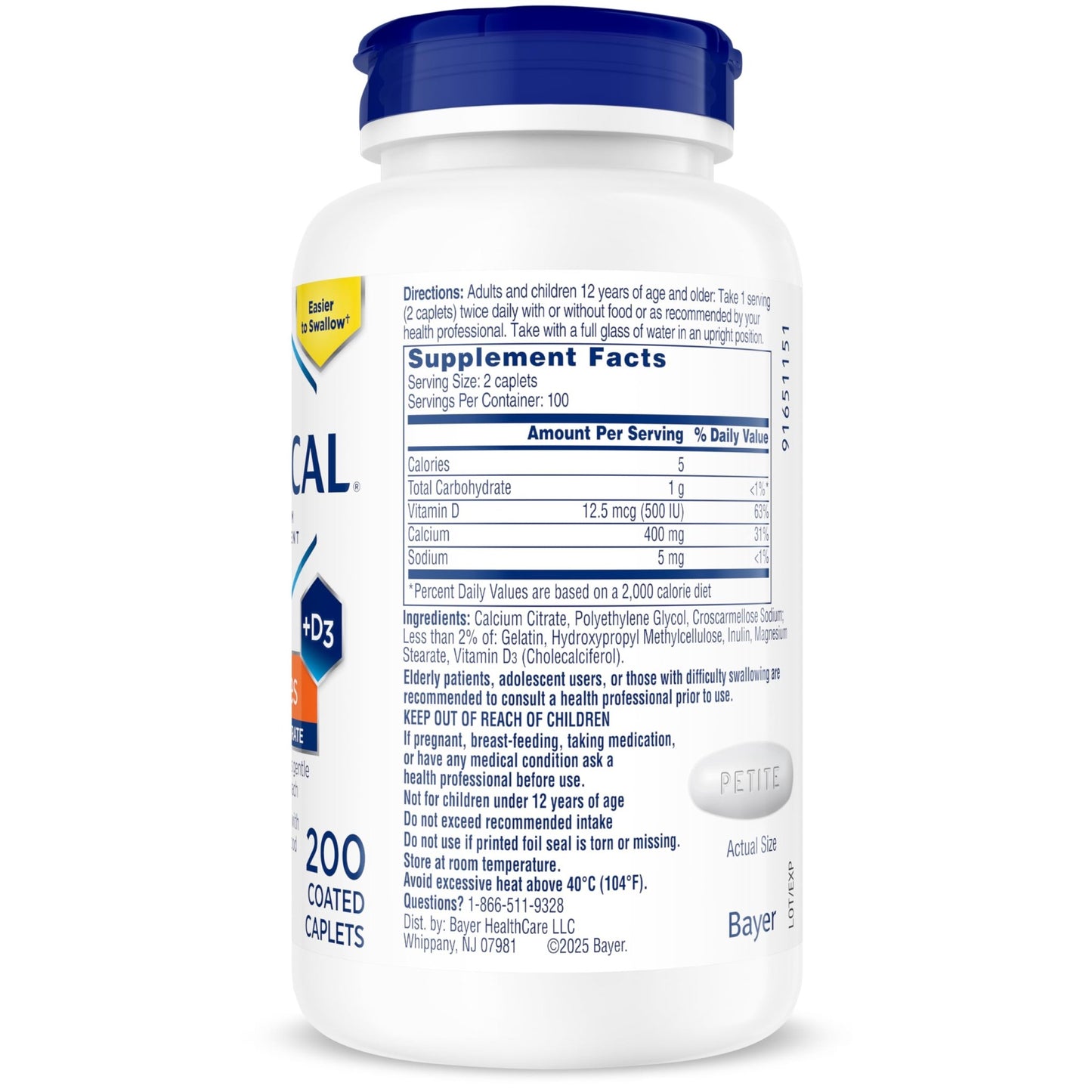Citracal Slow Release- Calcium 1200 mg with Vitamin D3, Magnesium, Calcium Supplement, Bone Health Support, Take Once Daily Caplet, 185 Count - dailyvitalstore