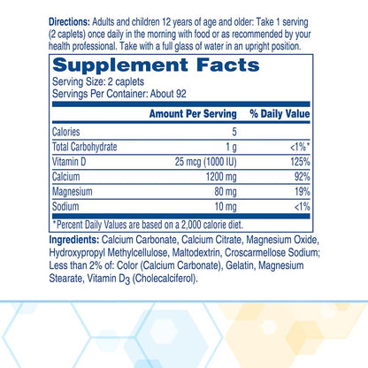 Citracal Slow Release- Calcium 1200 mg with Vitamin D3, Magnesium, Calcium Supplement, Bone Health Support, Take Once Daily Caplet, 185 Count - dailyvitalstore
