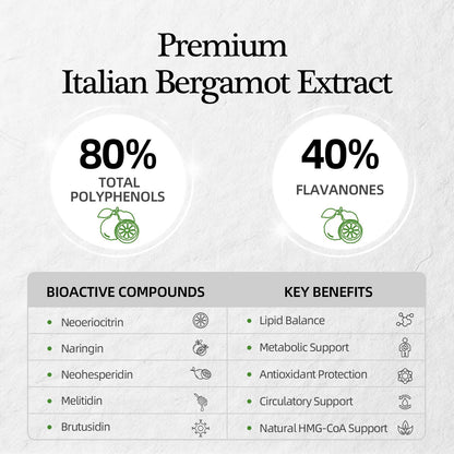 Citrus Bergamot with Aged Black Garlic Extract Softgels, 1160mg Cholesterol Support Supplement, 80% Polyphenols Bergamot Supplement for Heart, Circulation - dailyvitalstore