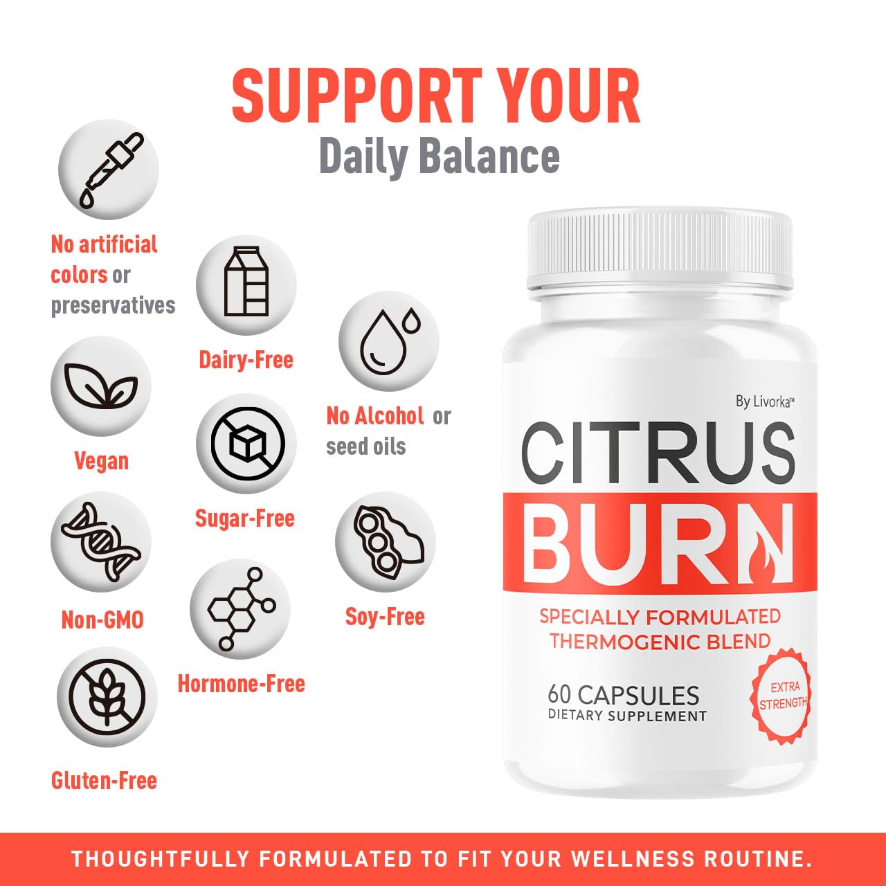 Citrus Burn Capsules - Official CitrusBurn Pills Supplement Support All Natural Ingredients Advanced Formula Premium Multivitamin for Overall Health & Wellness, 60 Capsules for 1 Month - dailyvitalstore