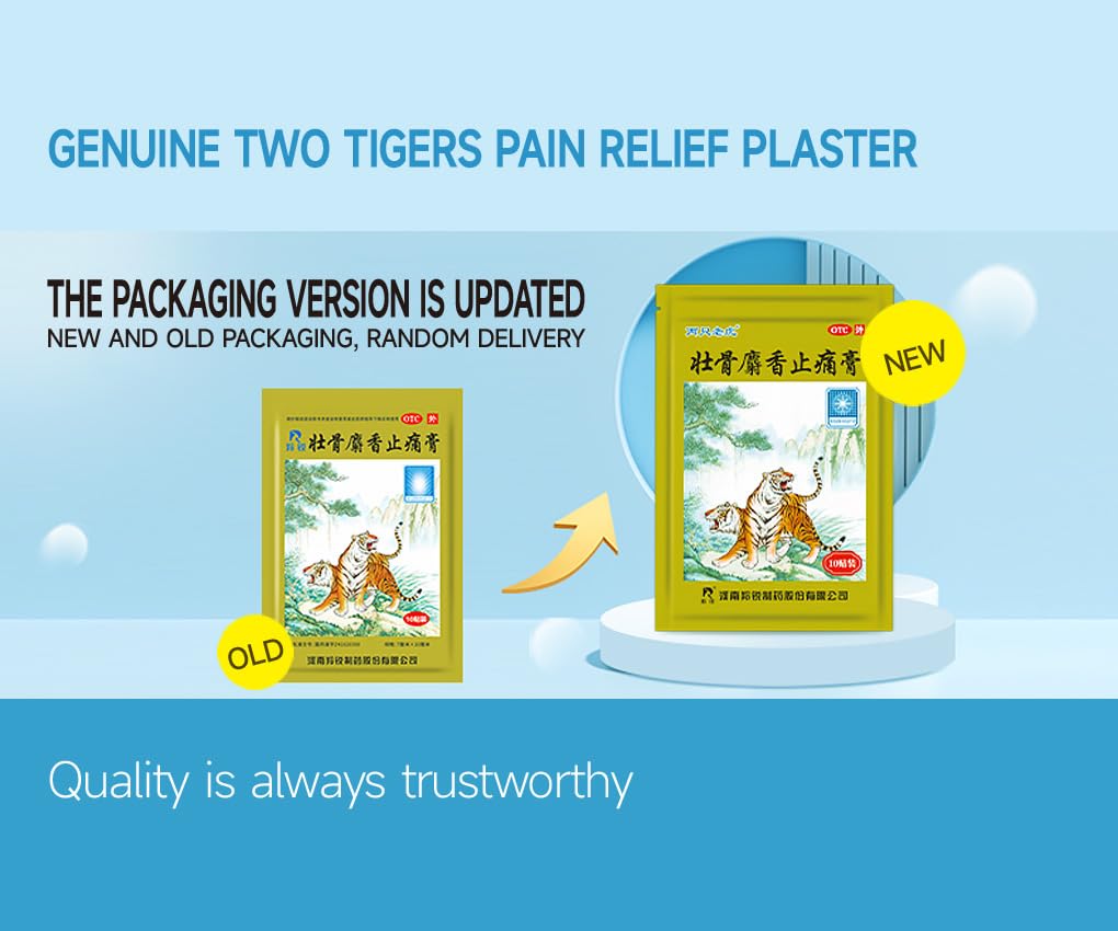 ciwoll Pain Relief Medicated Plaster of Strong Bone 20 Plasters - Natural Soothing Formula with Musk for Muscle, Joint, Back and Sports Pain | 10 Patches×2 Pouches - dailyvitalstore