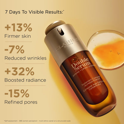 Clarins DOUBLE SERUM | Anti Aging Face Serum | Visibly Firms, Smoothes, Boosts Radiance, and Refines Pores | 24H Hydration | All Skin Types, 1 Fl Oz - dailyvitalstore