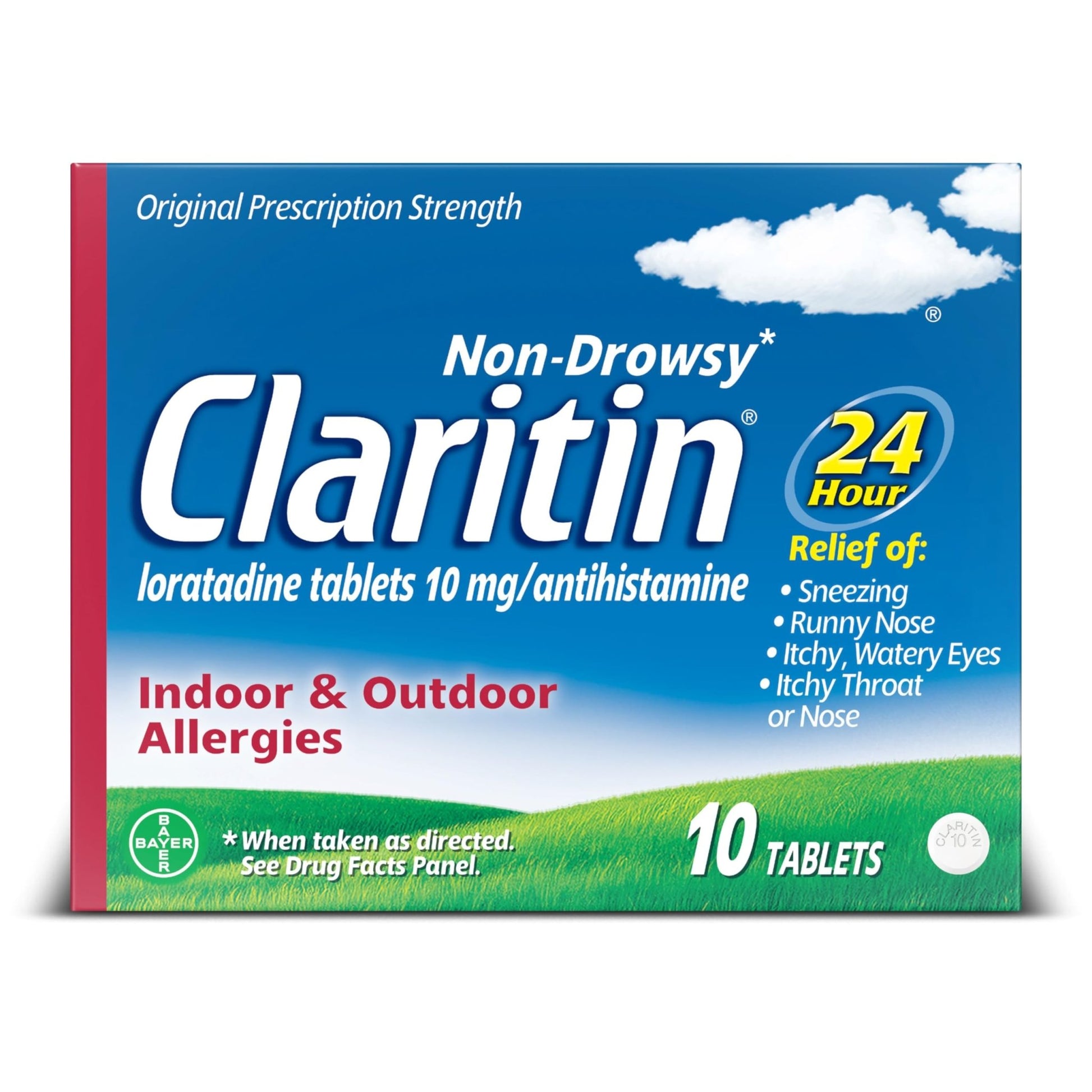 Claritin 24 HR Non Drowsy Allergy Medicine, Loratadine antihistamine tablets, 10 Ct - dailyvitalstore