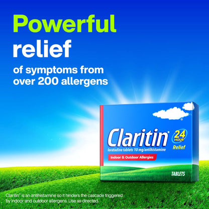 Claritin 24 HR Non Drowsy Allergy Medicine, Loratadine antihistamine tablets, 10 Ct - dailyvitalstore