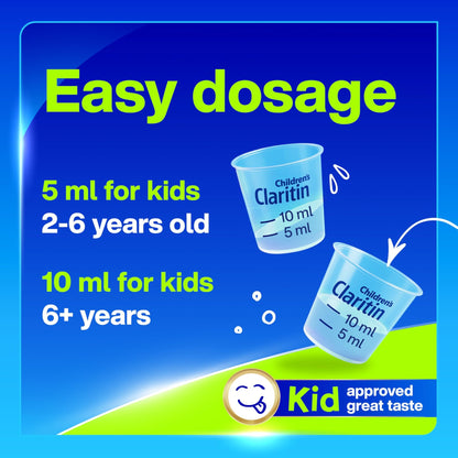 Claritin Children's Allergy Medicine, 24-Hour Non-Drowsy Loratadine 5mg, Antihistamine Liquid for Kids Aged 2 Years and Older, Grape Flavored, Dye-free, 8 fl oz. - dailyvitalstore