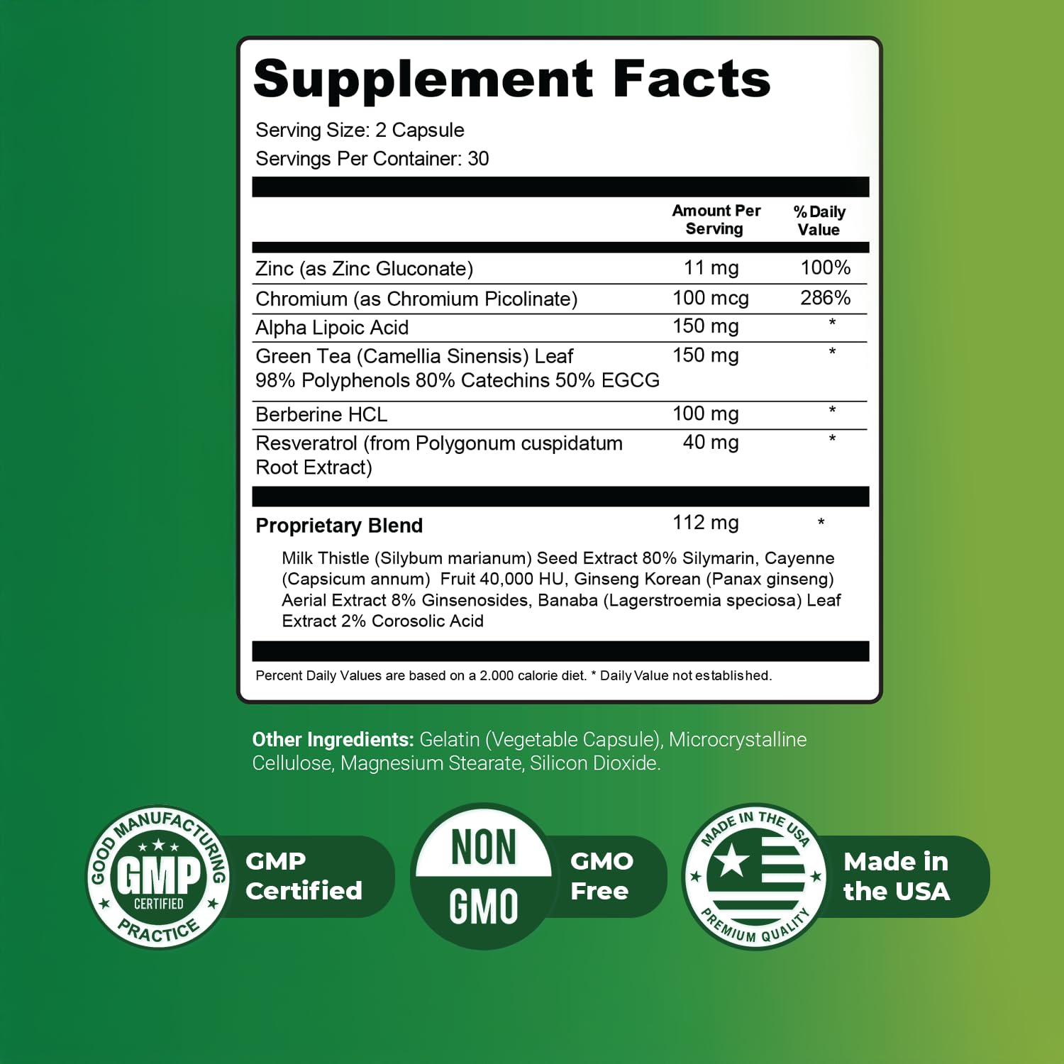 Claritox – Daily Wellness Supplement with Zinc, Chromium, Alpha Lipoic Acid, Green Tea Extract, Resveratrol & Botanical Blend – Non-GMO, Stimulant-Free Formula – 60 Caps, 30 Servings, 1 Month Supply - dailyvitalstore