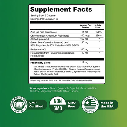 Claritox – Daily Wellness Supplement with Zinc, Chromium, Alpha Lipoic Acid, Green Tea Extract, Resveratrol & Botanical Blend – Non-GMO, Stimulant-Free Formula – 60 Caps, 30 Servings, 1 Month Supply - dailyvitalstore