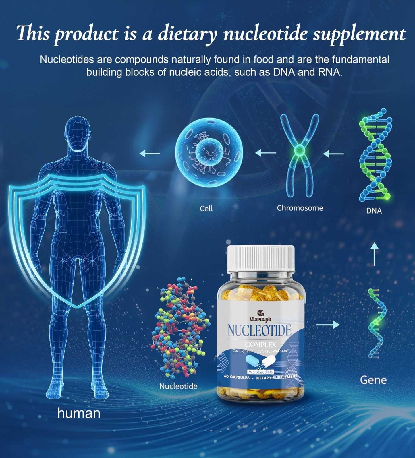 Clarusph Immunity* Supplement, Immune* Nucleotide Complex Blend 400mg Including AMP, CMP, GMP, UMP, Nucleo Immune*, 120 Capsules - dailyvitalstore