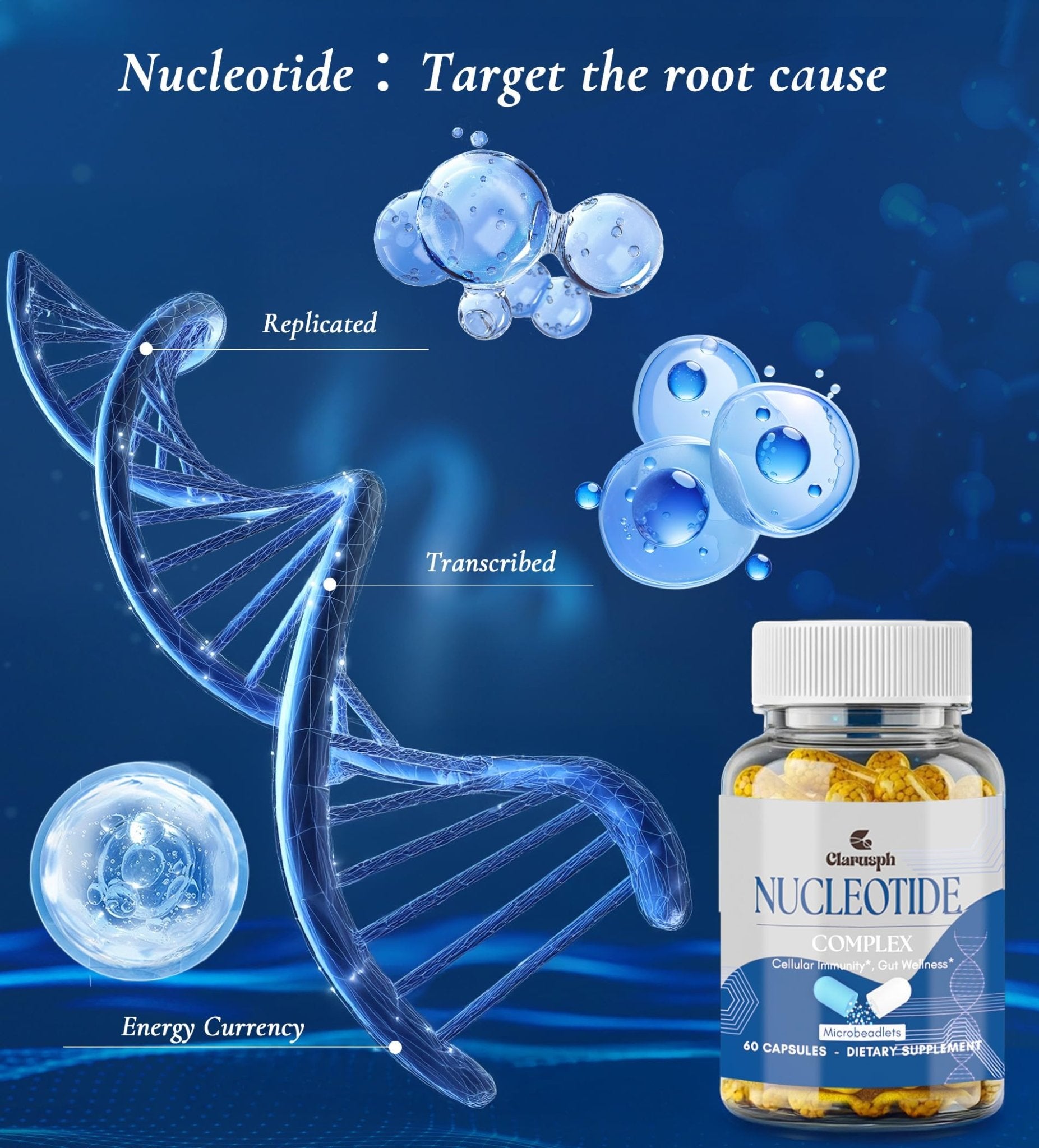 Clarusph Immunity* Supplement, Immune* Nucleotide Complex Blend 400mg Including AMP, CMP, GMP, UMP, Nucleo Immune*, 120 Capsules - dailyvitalstore