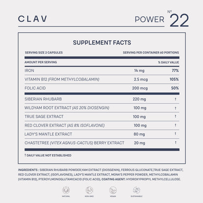 CLAV® Natural Hormone Balance for Women - PMS Relief with Siberian Rhubarb, Wild Yam & Vitex Berry - Vegan Menstrual Regulator Supplement - 120 Capsules - dailyvitalstore