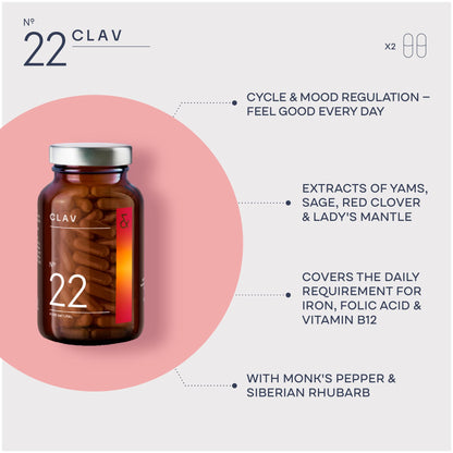CLAV® Natural Hormone Balance for Women - PMS Relief with Siberian Rhubarb, Wild Yam & Vitex Berry - Vegan Menstrual Regulator Supplement - 120 Capsules - dailyvitalstore