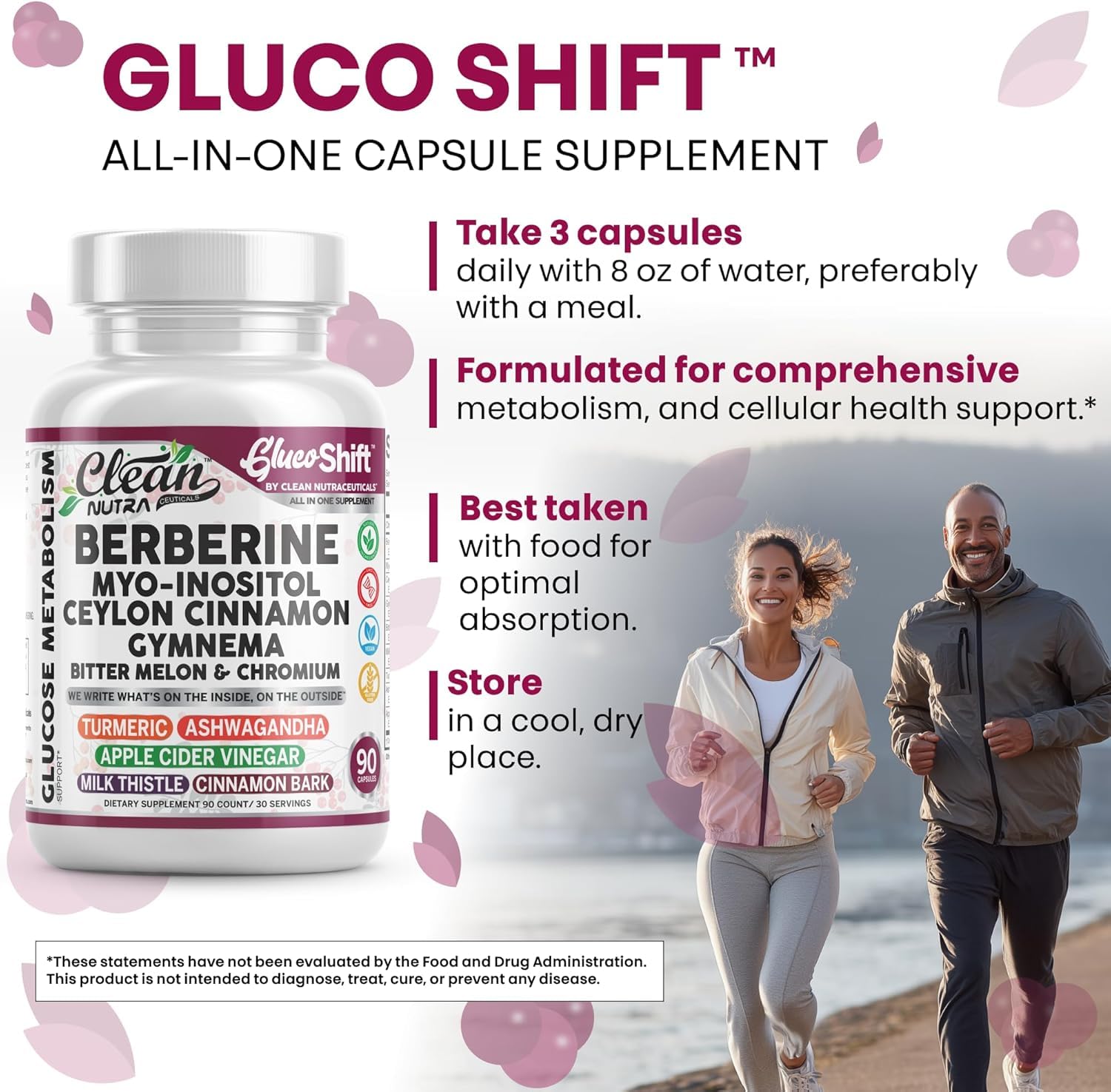 Clean Nutra Berberine Supplement Myo-Inositol Ceylon Cinnamon Gymnema Bitter Melon Chromium Complex for Digestion, Antioxidant Support & Wellness 90 Vegan Capsules Non-GMO - dailyvitalstore