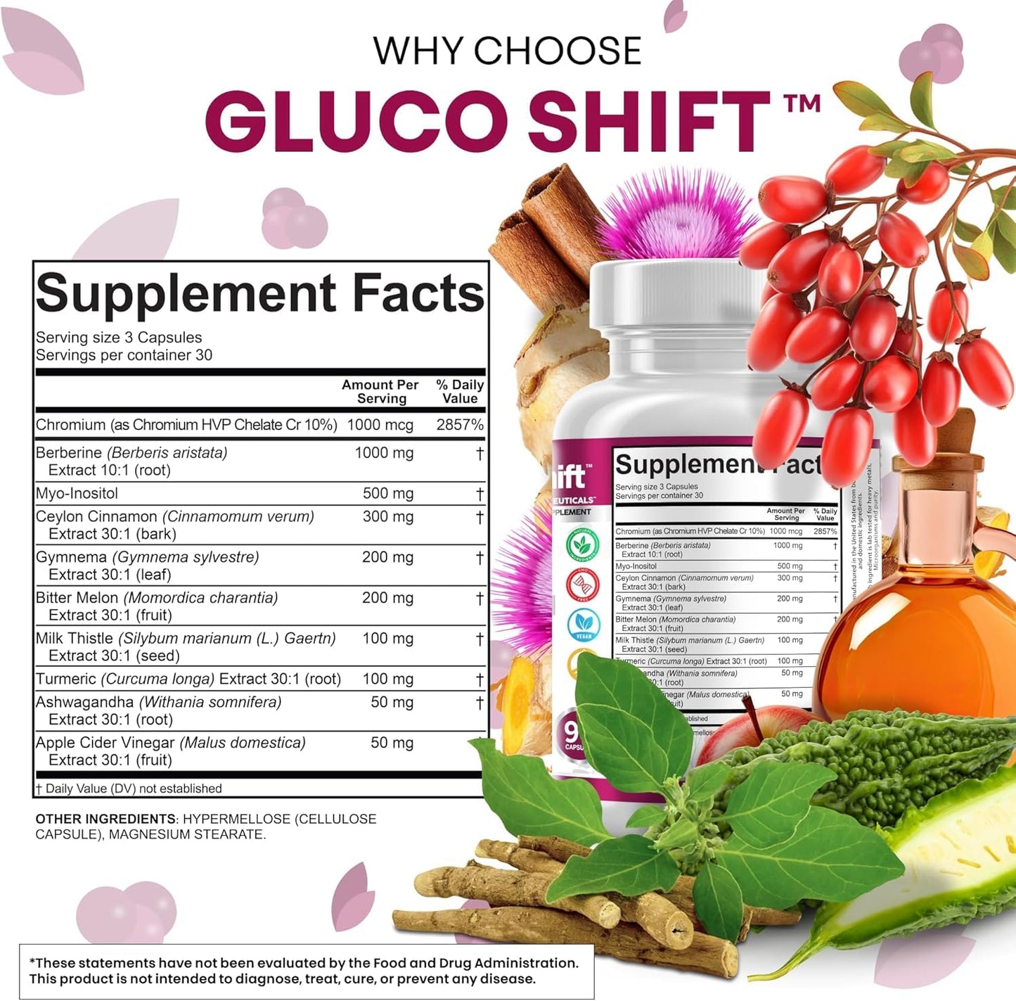 Clean Nutra Berberine Supplement Myo-Inositol Ceylon Cinnamon Gymnema Bitter Melon Chromium Complex for Digestion, Antioxidant Support & Wellness 90 Vegan Capsules Non-GMO - dailyvitalstore