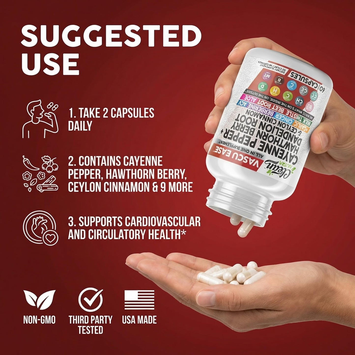 Clean Nutra Cayenne Pepper Capsules Supplement with Hawthorn Berry, Dandelion Root, Ceylon Cinnamon, Garlic, Ginger, Berberine, Apple Cider Vinegar, Milk Thistle, Beet Root, Aloe Vera Pills & More - dailyvitalstore