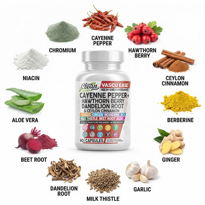 Clean Nutra Cayenne Pepper Capsules Supplement with Hawthorn Berry, Dandelion Root, Ceylon Cinnamon, Garlic, Ginger, Berberine, Apple Cider Vinegar, Milk Thistle, Beet Root, Aloe Vera Pills & More - dailyvitalstore