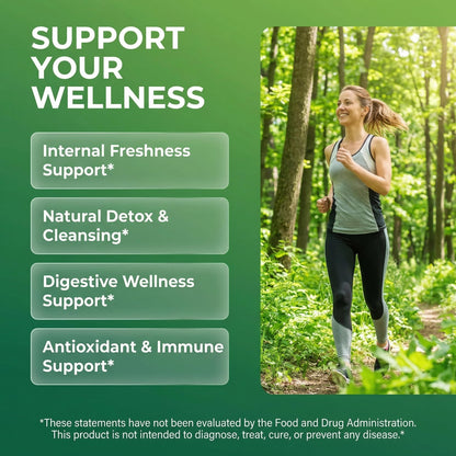 Clean Nutra Chlorophyll Capsules Supplement Internal Deodorant Peppermint, Sea Moss, Parsley, Chlorella, Spirulina, Slippery Elm, Ashwagandha, PhytoFresh Greens Detox Pills - dailyvitalstore