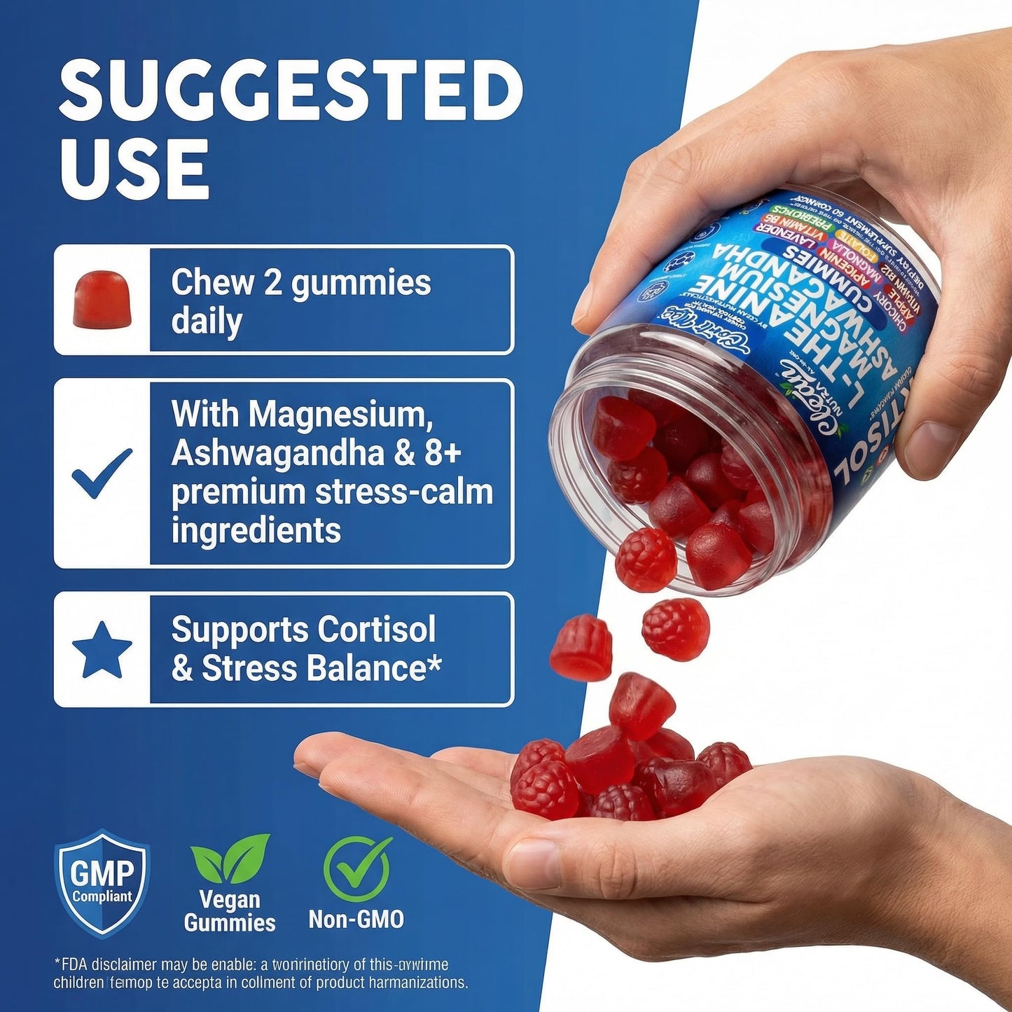 Clean Nutra Cortisol Supplement Gummies L-Theanine Magnesium Ashwagandha Apigenin Vitamin B6 Sleep and Calm Support Lavender Chicory Prebiotic Advanced Gummy Formula - dailyvitalstore