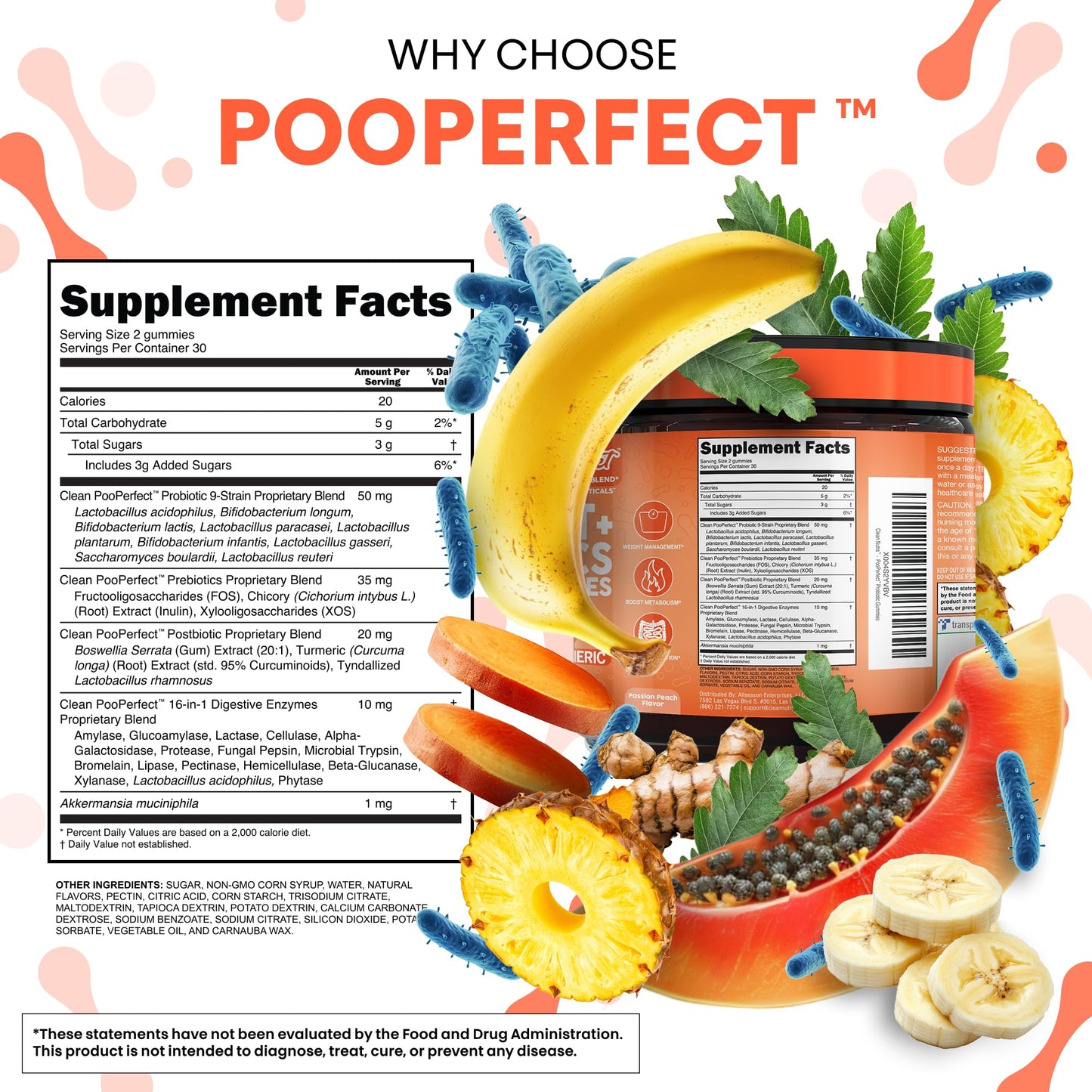 Clean Nutra Prebiotic Postbiotic Digestive Enzymes Gummies with Chicory Root, Boswellia Serrata, Turmeric, and Akkermansia | Pre+Post Probiotics Supplement - dailyvitalstore