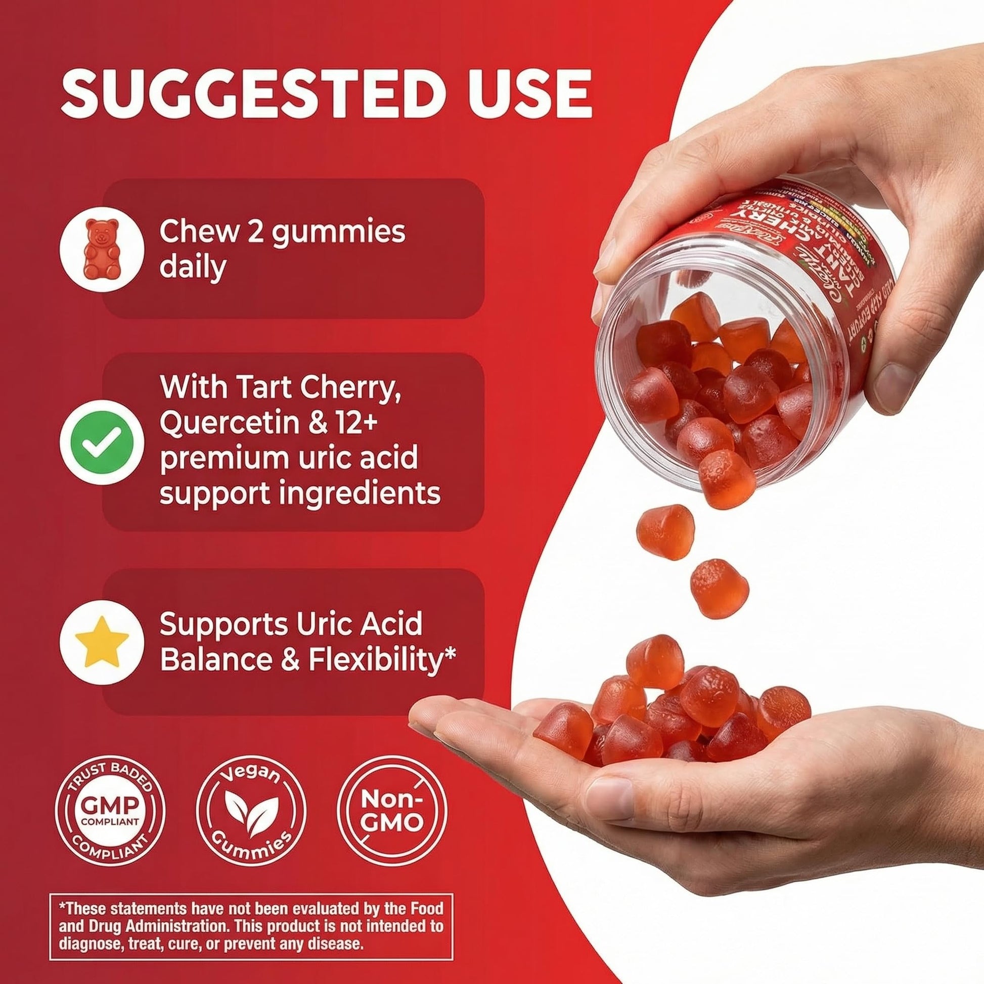 Clean Nutra Tart Cherry Gummies Uric Acid Flush Celery Milk Thistle Bromelain Vitamin C Magnesium Citrus Bergamot Ginger Stinging Nettle Leaf Chamomile Berberine Quercetin Support 60 Gummy Vitamins - dailyvitalstore