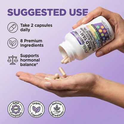 Clean Nutra Wild Yam Root Capsules with Red Clover Black Cohosh Evening Primrose Oil Chasteberry Dong Quai DIM Ashwagandha Grape Seed Extract Milk Thistle Lemon Balm - dailyvitalstore