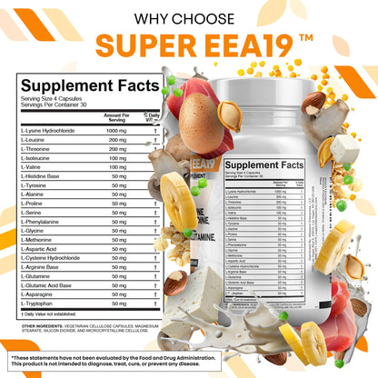 Clean Nutraceuticals Amino Acids Supplement L-Lysine, L-Threonine, L-Leucine, Isoleucine, Valine, L-Histidine, L-Tryptophan, L-Methionine, L-Arginine, L-Cysteine, - dailyvitalstore