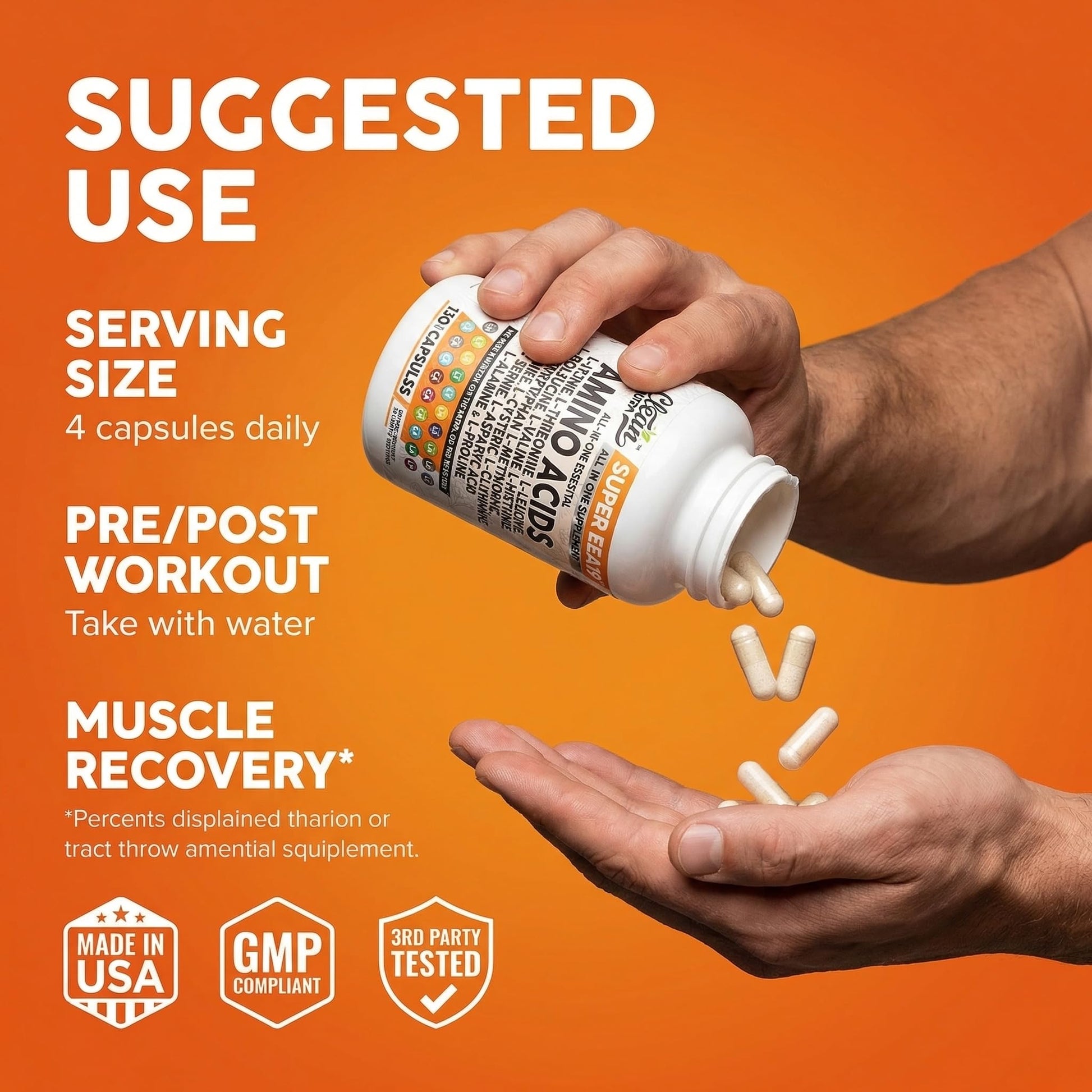 Clean Nutraceuticals Amino Acids Supplement L-Lysine, L-Threonine, L-Leucine, Isoleucine, Valine, L-Histidine, L-Tryptophan, L-Methionine, L-Arginine, L-Cysteine, - dailyvitalstore