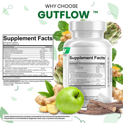 Clean Nutraceuticals Colostrum Supplement Capsules Probiotics Pills Prebiotics, L-Glutamine, Digestive Enzymes, Folate, Fiber, ACV, Turmeric, Apple Pectin and Turmeric Pills - dailyvitalstore