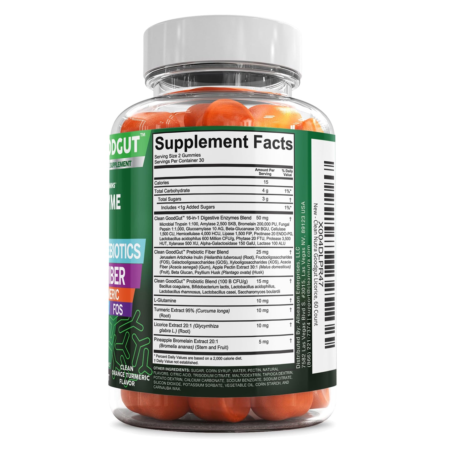 Clean Nutraceuticals Digestive Enzymes with Probiotics & Prebiotics for Digestive Health Gummies & L-Glutamine for Gut Health Bromelain Apple Pectin Inulin FOS Plant - dailyvitalstore