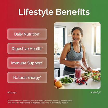 Clean Nutraceuticals Fruits and Veggies Supplement Reds & Green Superfood - Balance of Over 70 Fruit & Vegetable Supplements Capsules with Probiotics Prebiotics Digestive Enzymes - 120 Ct USA - dailyvitalstore