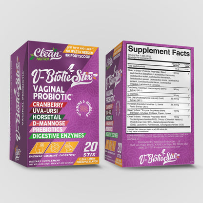 Clean Nutraceuticals Vaginal Probiotics for Women with Cranberry Extract, D-Mannose, Prebiotics, pH Balance for Women, Vaginal Health – Womens Probiotic Alternative to Gummies - 20 Stix - dailyvitalstore