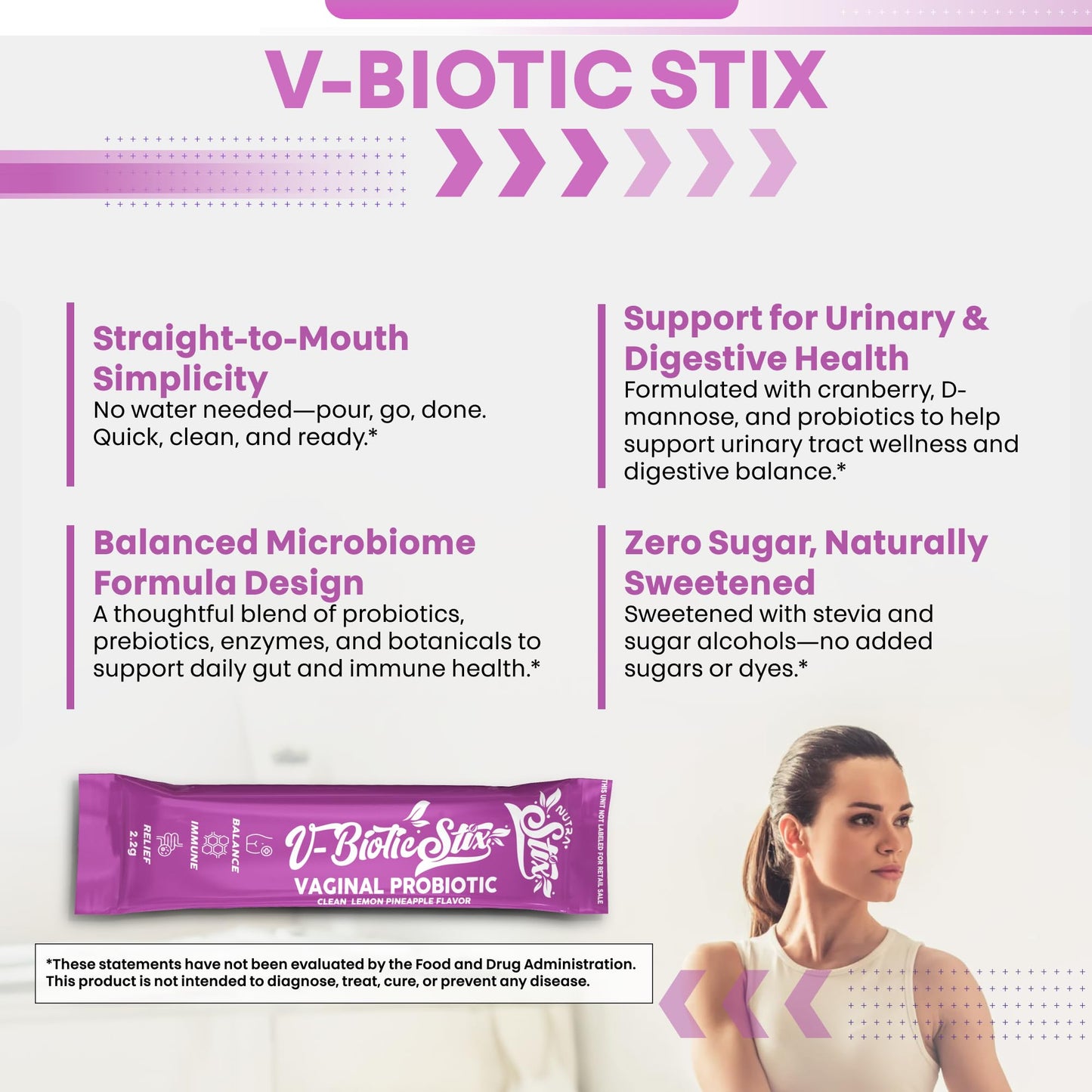 Clean Nutraceuticals Vaginal Probiotics for Women with Cranberry Extract, D-Mannose, Prebiotics, pH Balance for Women, Vaginal Health – Womens Probiotic Alternative to Gummies - 20 Stix - dailyvitalstore