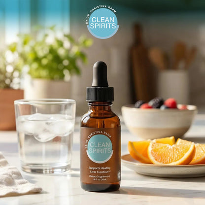 Clean Spirits Liver Cleanse Detox & Daily Support Drops by Dr. Christina Rahm | with NAC, Vitamin C & Zinc for Glutathione Production & Antioxidant Support | Patented Liquid Formula | Vegan, 1 Fl Oz - dailyvitalstore