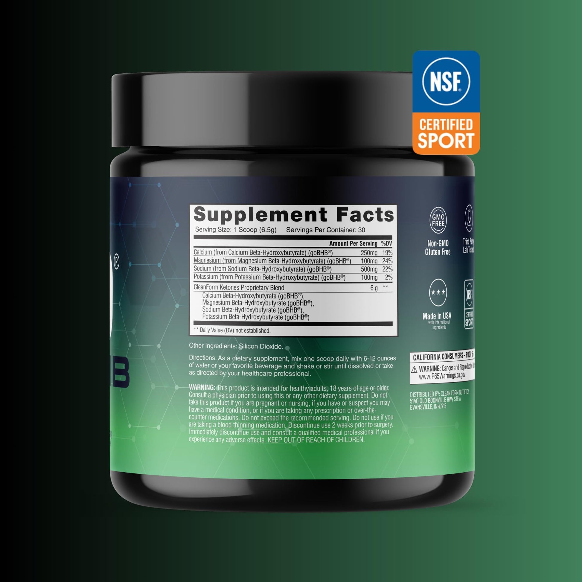 CleanForm Nutrition goBHB® Clean Energy Powder | NSF Sport Certified | Cellular Fuel with BHB Salts | Enhances Endurance, Mental Clarity, Hydration & Recovery | No Caffeine or Sugar | Neutral Flavor - dailyvitalstore