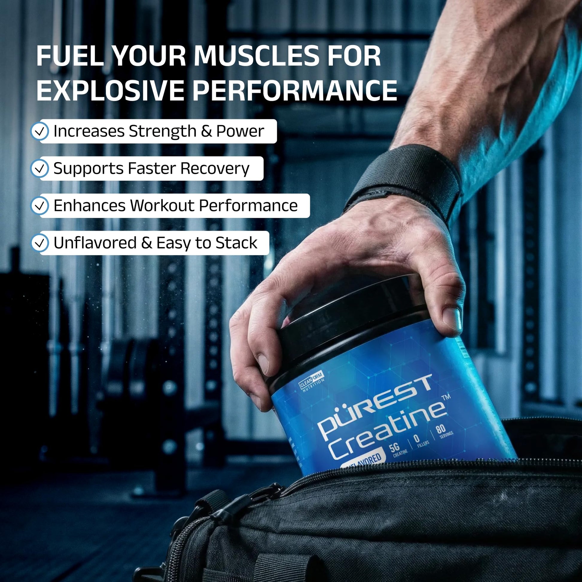 Cleanform Purest Creatine Monohydrate Powder - Ultra-Pure Micronized Supplement for Explosive Strength, Lean Muscle Growth - dailyvitalstore