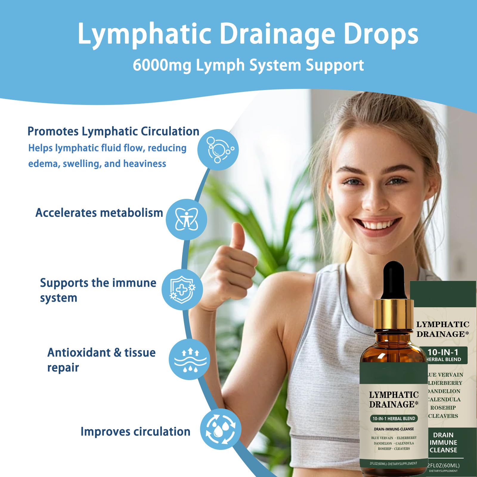 Cleantra Organic Lymphatic Drainage Drops,Natural Herbal Blend Lymphatic System Support Fast-Absorbing,Vegan & Non-GMO,Fast-Absorbing,2 fl oz (1PCS) - dailyvitalstore